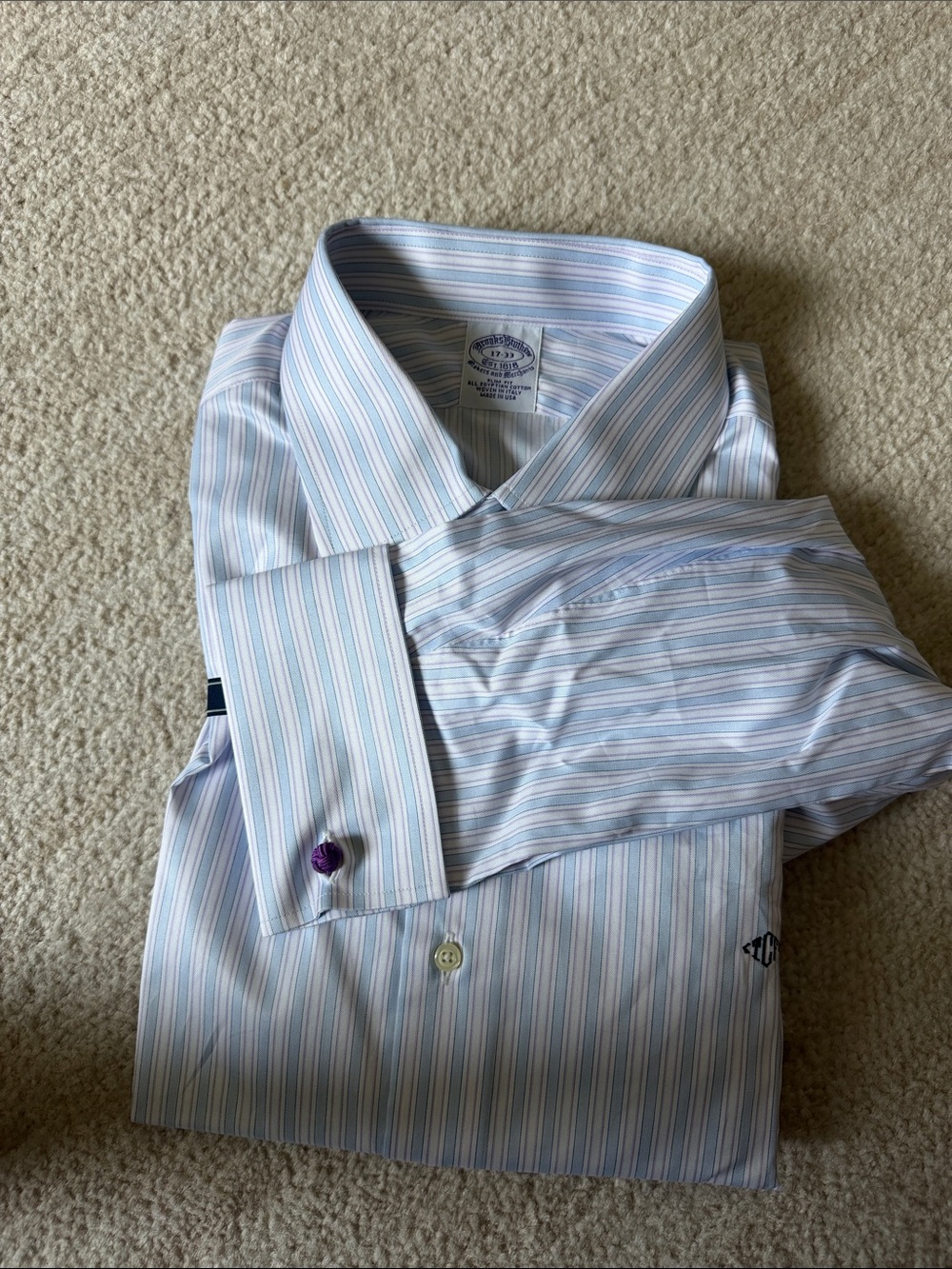 Brooks Brothers Light Blue and White Striped Dress Shirt